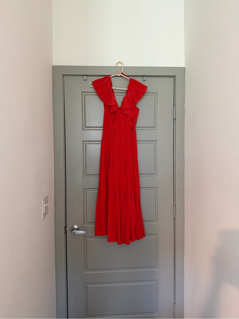 Red Ruffled Maxi Dress - Unbranded